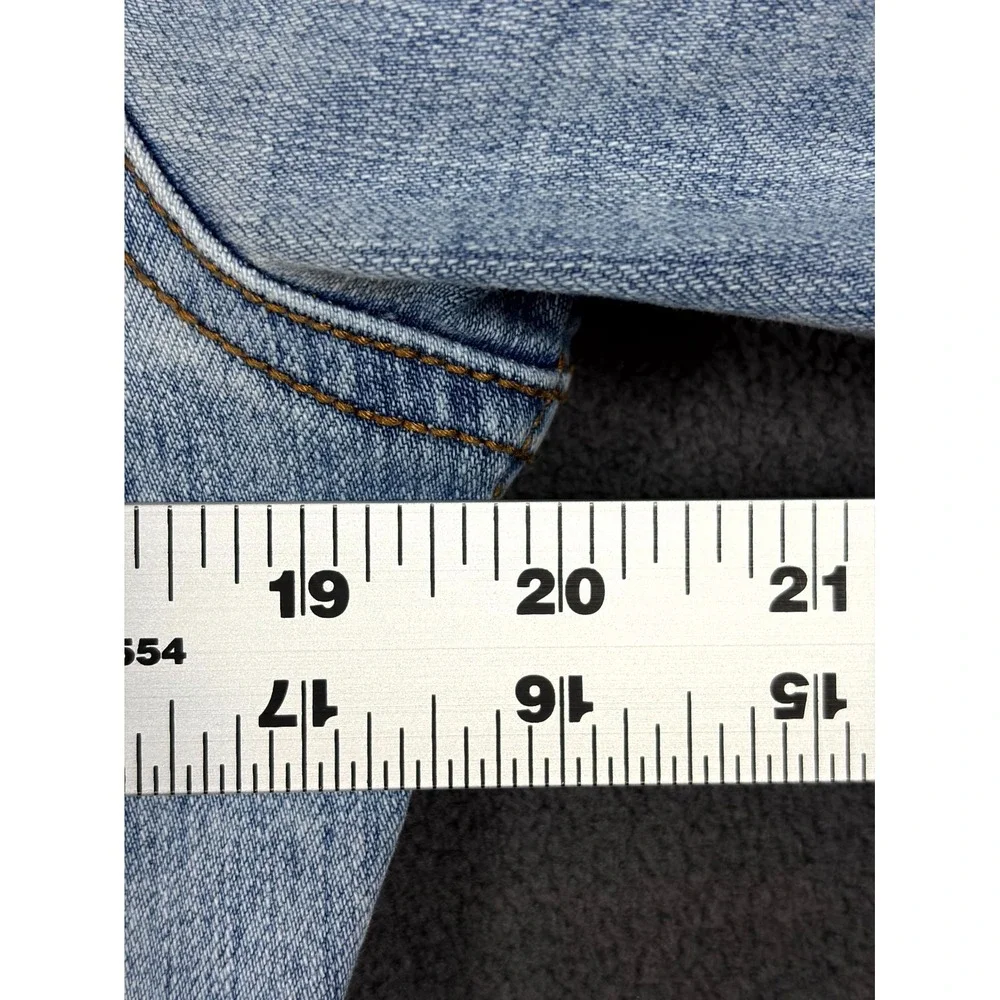 Time And Tru Trucker Jacket Women XL(16-18) Blue Denim Cotton Stretch Light Wash